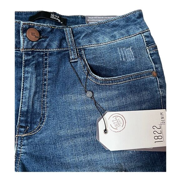 1822 Denim stretchy Bermuda Shorts Mid-Rise Denim Jeans mom shorts sz 6 - Picture 5 of 9